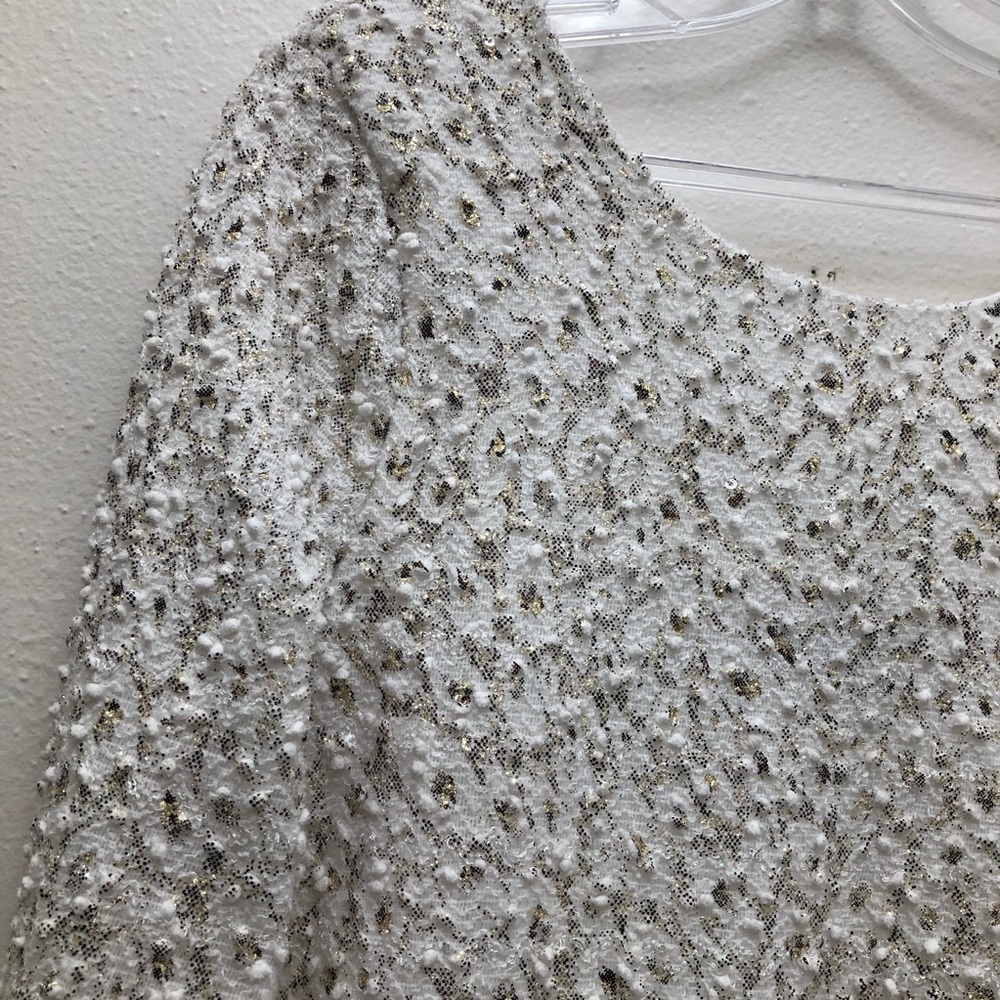 Jennifer Lopez Sequin long Sleeve Sheath Mini Dress Women's Size L White/Gold - Picture 4 of 14